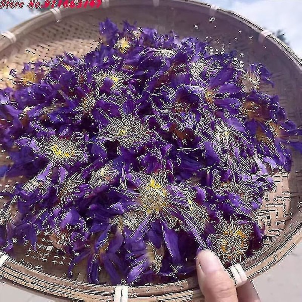 Top 5a blå lotus tørrede blomster til posepudefyld Naturlig Nymphaea Bulk til stearinlys Bryllup Røgelse Hjem Duft Making-hyj 100g Blue Lotus