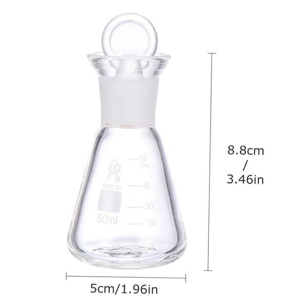 2 stk. Glaskolbe Borosilikatkolbe Konisk til Laboratorieudstyr Erlenmeyer til Destillation