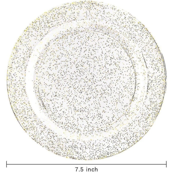 Engångsglittrande Aptitretare Tallrikar 7,5 tum Guld