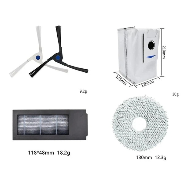 Ecovacs Deebot X2 / X2 Omni / X2 Pro -robotti-imurin sivuharjat, HEPA-suodattimet, pölypussit, moppiliinat ja tarvikkeet