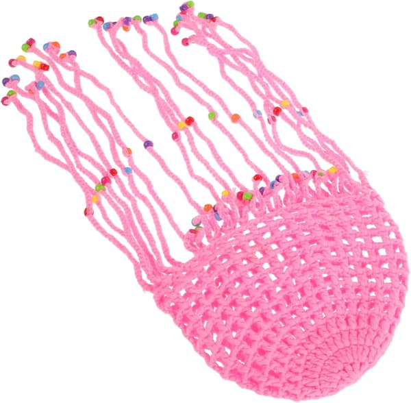 Damflätad tofs-hatt Virkad mössa Handvävd design för strand sommarfest Rosa