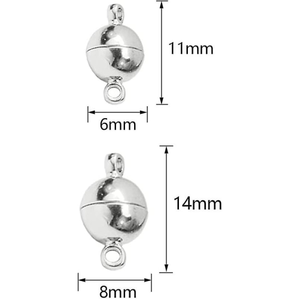 Magnetisk armbåndslås 30 deler Sølv runde magnetiske låser Armbåndslås