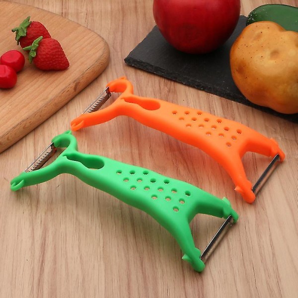 Grønnsaks- og Frukt Skreller Julienne Kutter Skjærer Skrell Kjøkkenverktøy Gadget (2 stk, Flerfarget)