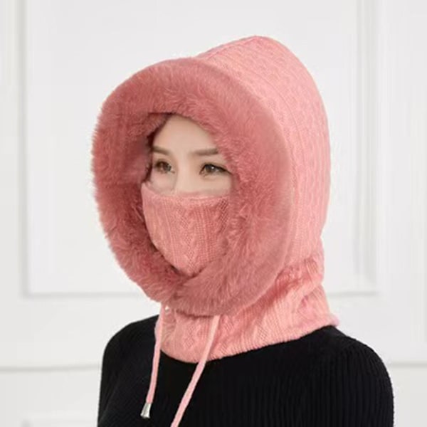 Vinterluer til kvinner Balaclava Vinterlue Fleece Ansikts- og Halsvarmer Maske for Kaldt Vær Red