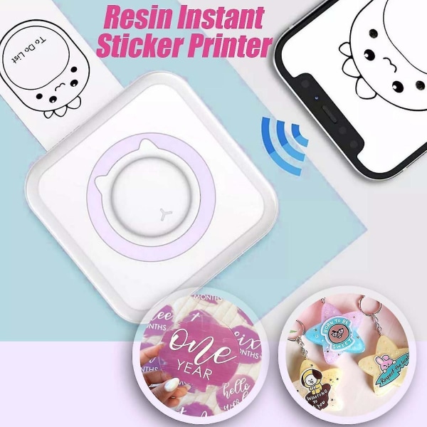 Mini Termisk Printer Instant Sticker Blækfri Bærbar