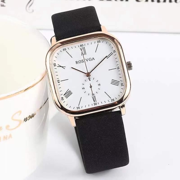 Par Gutter Og Jenter Ungdomsskole Student Klokker Kvinnelige menn Universal Minimalism Quartz Watch Black belt gold shell white plate