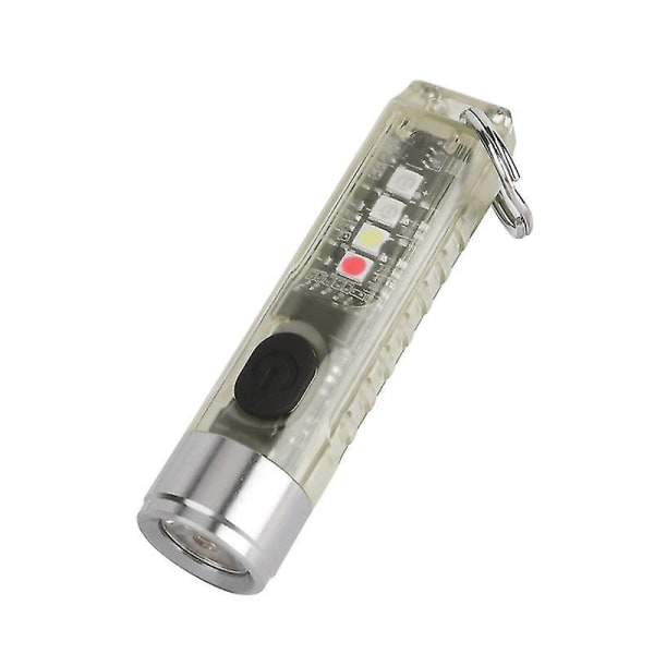 Mini taskulamppu, ladattava avaimenperä taskulamppu, 350 lumenia, High Cri läpinäkyvä UV-valo