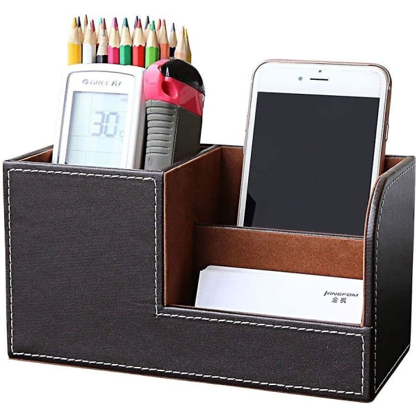 Leatherette Desk Organizer Pen/pencil/remote Control/cell Phones/brushes Holder Office Container Storage Box