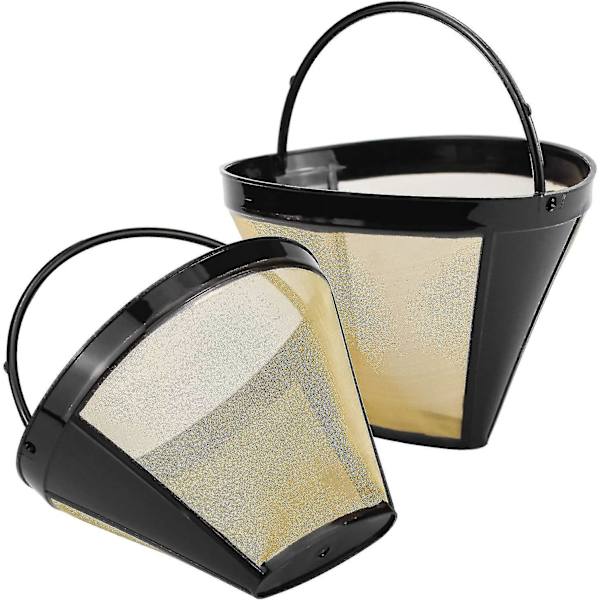2 stycken återanvändbara kaffefilter i rostfritt stål, permanent kaffefilter med nät för kaffe och te