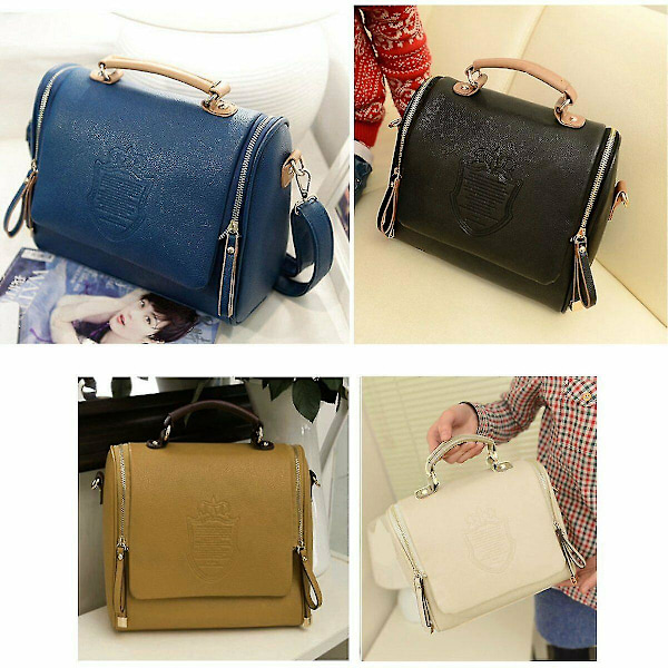 Damväska med axelrem, crossbody, dragkedja, stor kapacitet, PU-läder, för mobiltelefon Beige