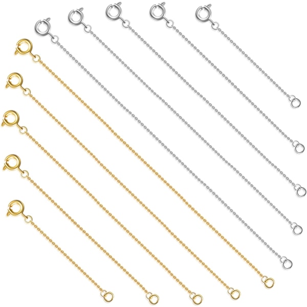 10-pack Koppar Halsband Armband Förlängningskedjor för Smyckestillverkning DIY Säker