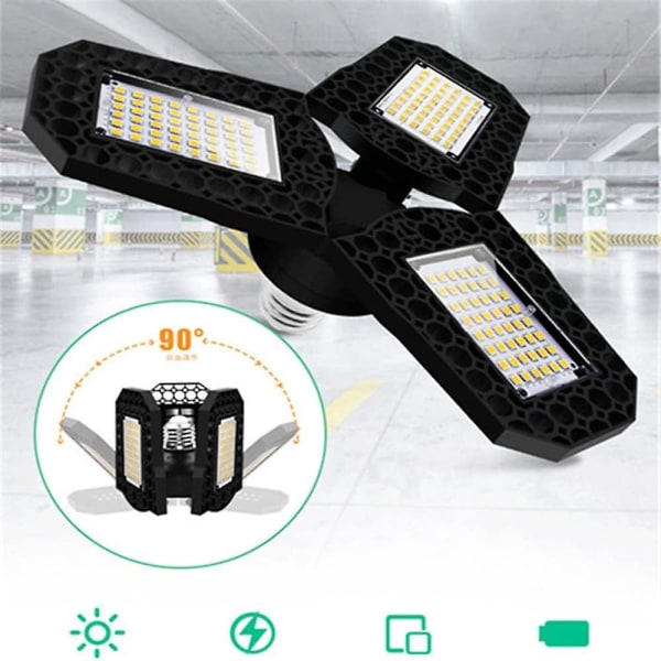 2 stk. 80W LED Garage Loftlys Deformable Paneler E26 E27