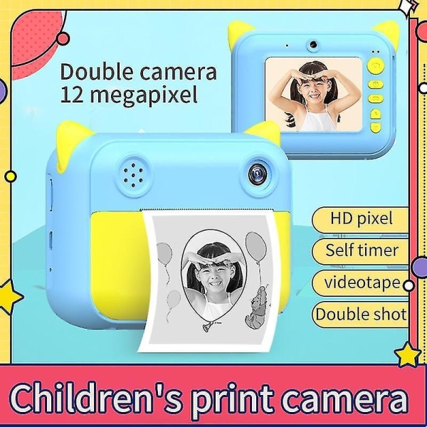 Børnekamera Instant Print-kamera til børn 1080p Hd