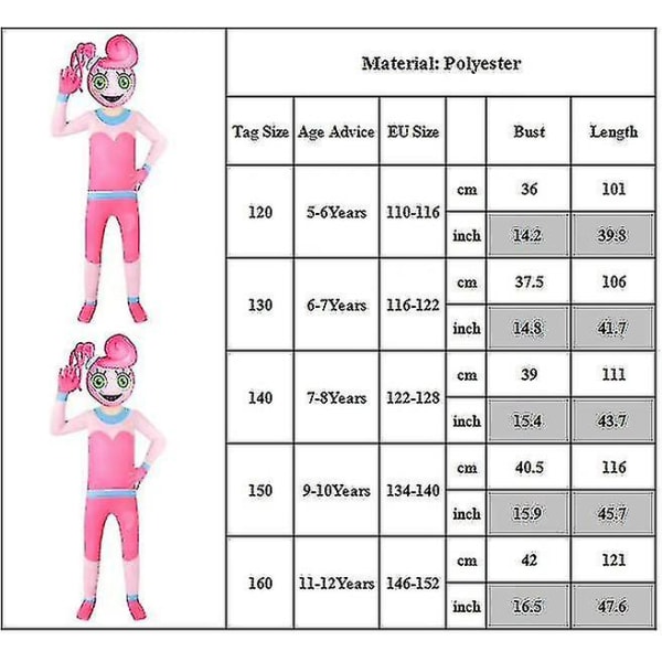 Poppy Playtime Mamma Jumpsuit Barn Huggy Wuggy Fancy Up Performance Costume 11-12 Years