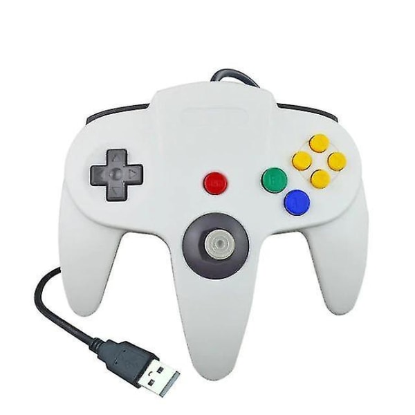 USB-trådløs N64-kontroller Gamepad for klassisk 64 Hvit