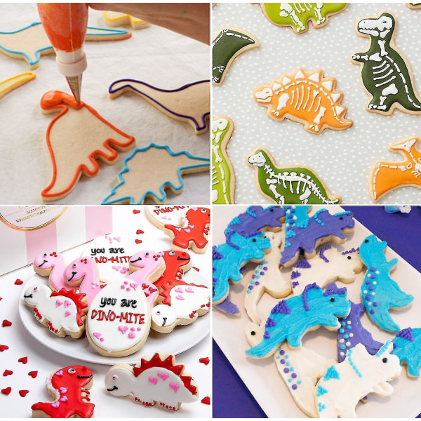 Dinosaurie-kakformar, Fondantkakformar Kompatibla Med Barnbakning av Kakor, Kakformar i Rostfritt Stål, Dinosaurie-kakformar-yuhao