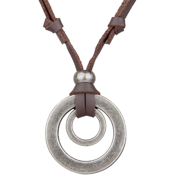 Halsband för män Dubbelcirkelringar Rephänge Halsband Punk Chain Disc Ring Halsband Vintage Smycken