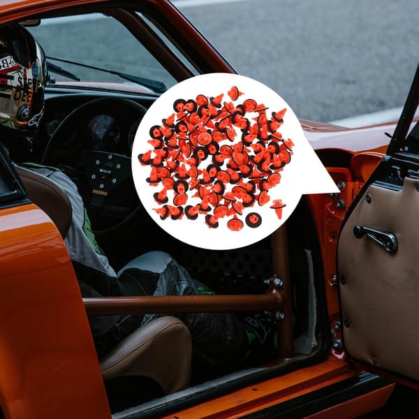 100 st orange fästen för bilklämmor, bilfästen, ersättningsklämmor för bilfoder