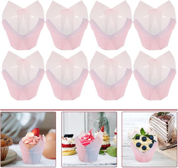 50 stk. tulipanpapir bakekopper lette dekorative cupcakeformer