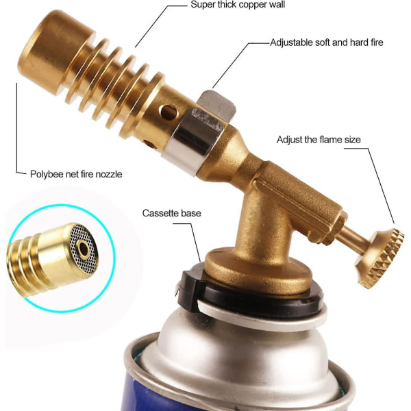 Portabel Flammpistol Brännare, Justerbar Gasbrännare Eldstadständare För Matlagning Utomhus Grill Bakning Brûlée Creme DIY Lödning