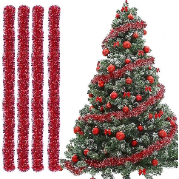 Rød juleglitter 2,3 meter juletræspynt.