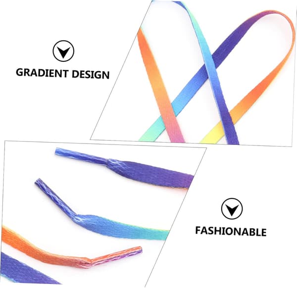Farverige Gradient Elastiske Snørebånd Flade Regnbue Sko Tilbehør til Sneakers og Lærredssko 120cm