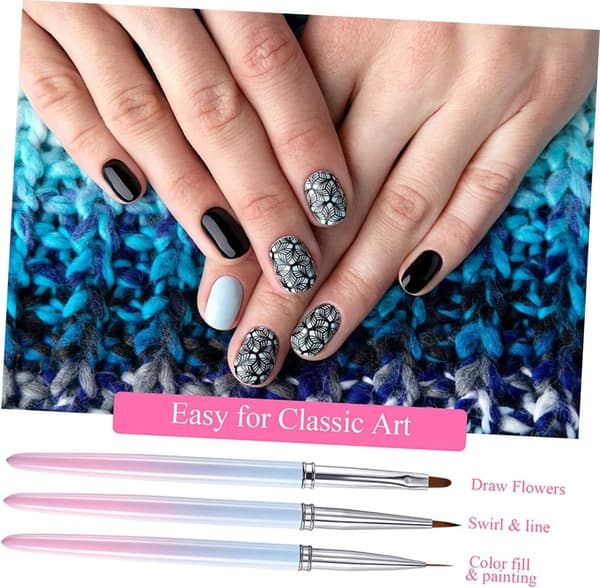3 st nagelkonstpennor borstfoder professionella manikyrverktyg för nagelkonst DIY-tillbehör