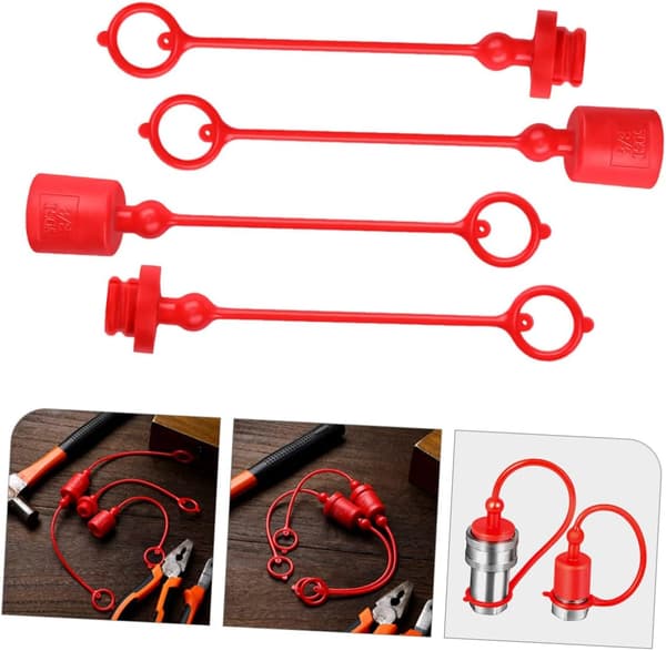 Hydraulkoppling Dammskydd och Plugg Kit Plast Dammskydd för Hydraulsystem 2 Satser Röd