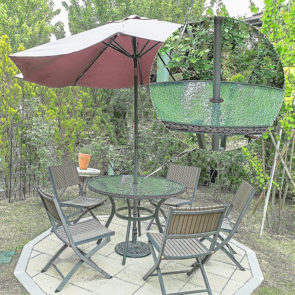 2 Tommer Terrassebord Parasolringe Og Hætter Sæt, Standard Parasol Størrelse Og Tykkere Hul Hætte (sort)