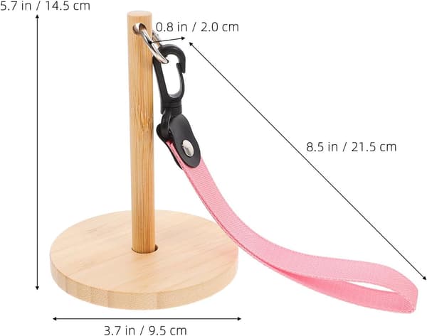 Bärbar garnsnurra i bambu med handledsrem, beige handhållet lindningsverktyg