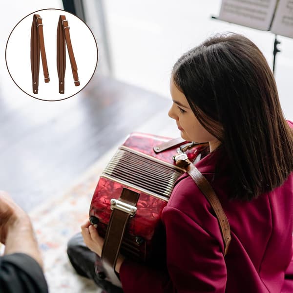 Harmonikaremme 2 stk. farvede stropper, PU i justerbar kaffe åndbar og stressreducerende bas harmonika