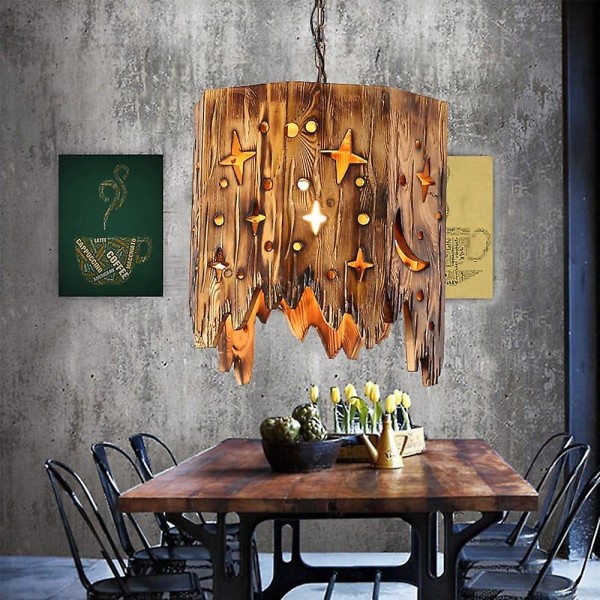 LED-Hänglampa 40cm Ö-Design Trä Bambu Vintage