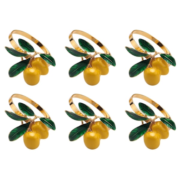 6 stk. Citron Servietringe Servietring Borddekoration Guld