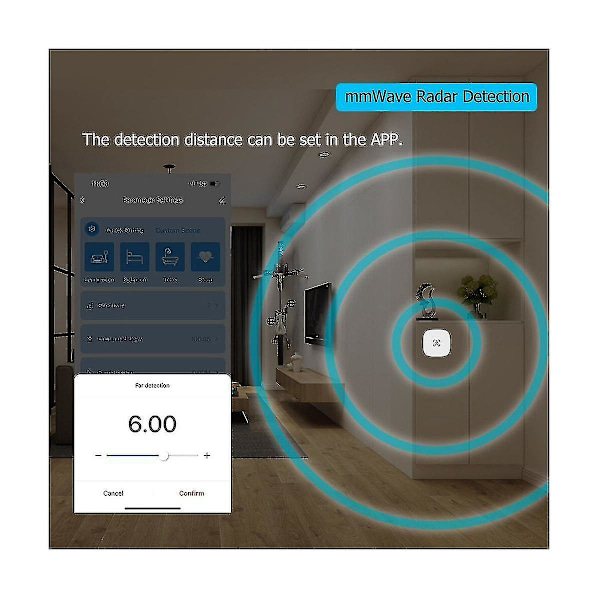 Tuya Wifi Mmwave -ihmisläsnäoloanturi valaistuksen mikroaalto-tutkailulla PIR-liiketunnistimella seinäkiinnitykseen