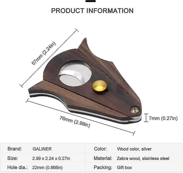 Cigar Cutter Låsesystem Træ Rustfrit Stål Dobbelt Skær