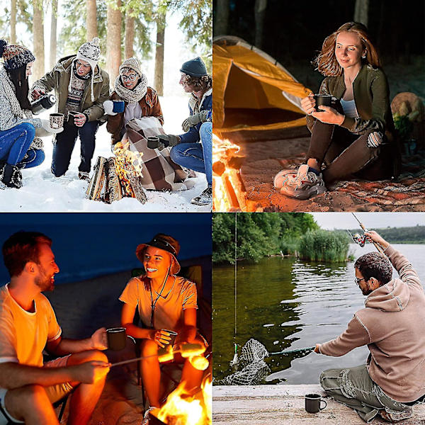 Camping Emalje Reisekrus, Tallerkener Boller/ideelt For Camping, Fotturer, Fiske, Reiser Mer/svart Farge (1 stk, Svart)