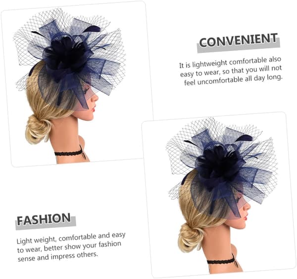 Mesh Brudehat Fascinator Pandebånd til kvinder Letvægts Flapper Tilbehør