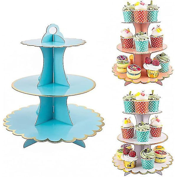 3-pack Papperskakställ för Cupcakes, Desserttornhållare