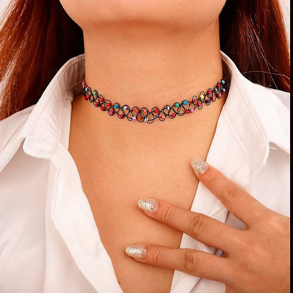 Htooo Kvinners Choker Halskje Sett Elastisk Krage Choker Halskje Med Perle For Tenåringer Kvinner Jenter (stil2)