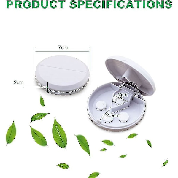 2 kpl Pill Cutter, Kannettava Pyöreä Pill Splitter Terällä Ja Säilytyksellä