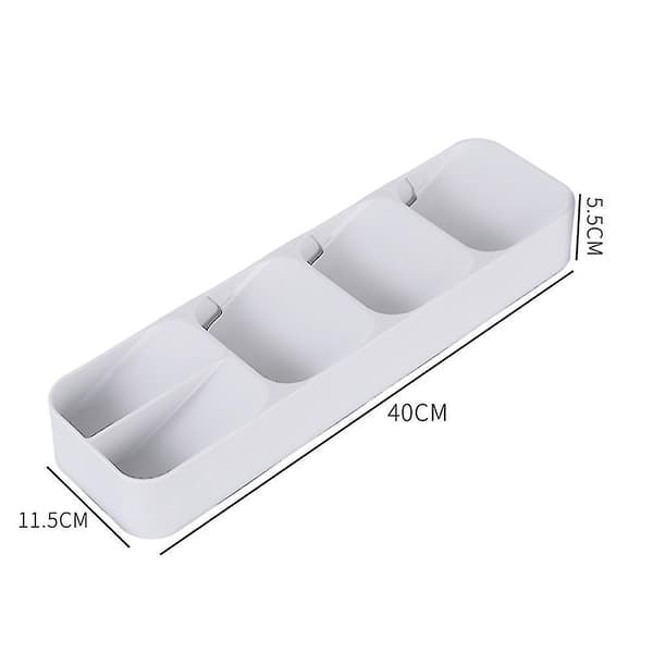 Kompakt besticksförvaringslåda Silverware Tray Förvaringsorganisatör, vit