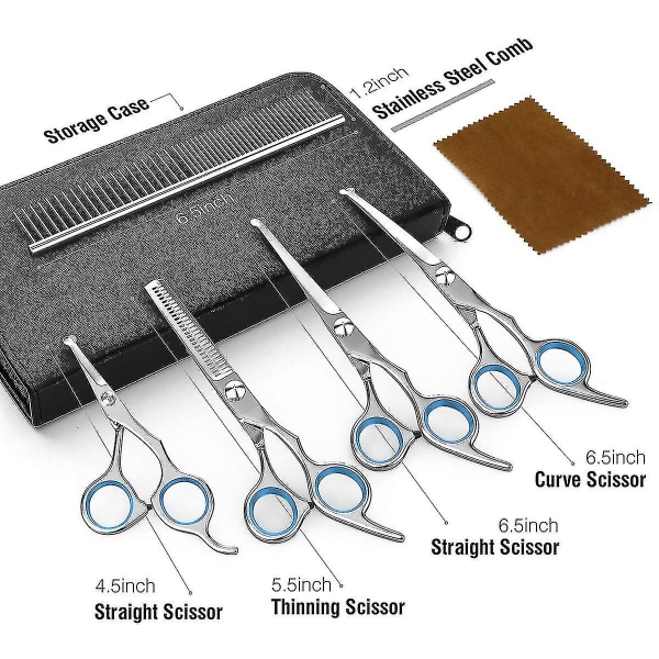Hundtrimningssaxset Professionell Säkerhetsuttunningssax Kam Blue