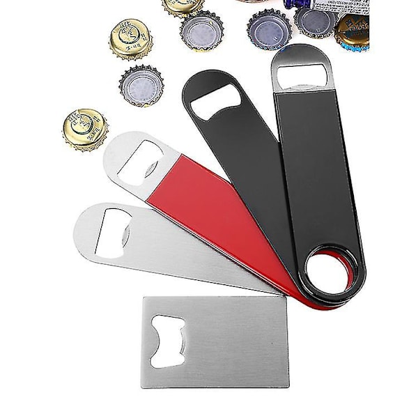 Ølåpnere, Flat Bottle Opener i Rustfritt Stål Ølåpner Bar Ølåpner For Kjøkken Bar Restaurant (2 stk, Svart)