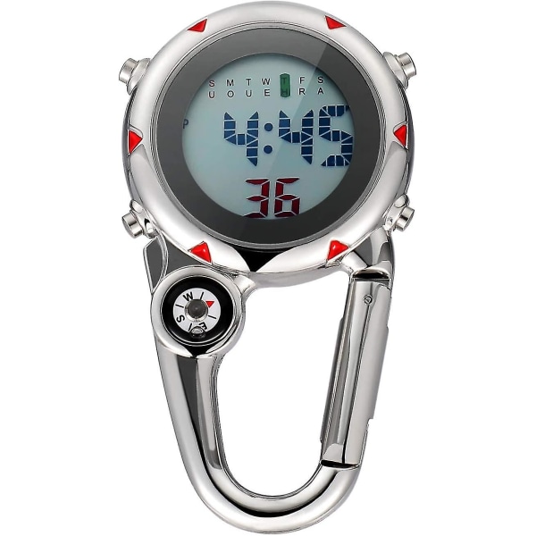 Clip On Carabiner Watch Utendørs lomme med datoklokke Lommeklokke Clip Watch Luminous Digital Watch
