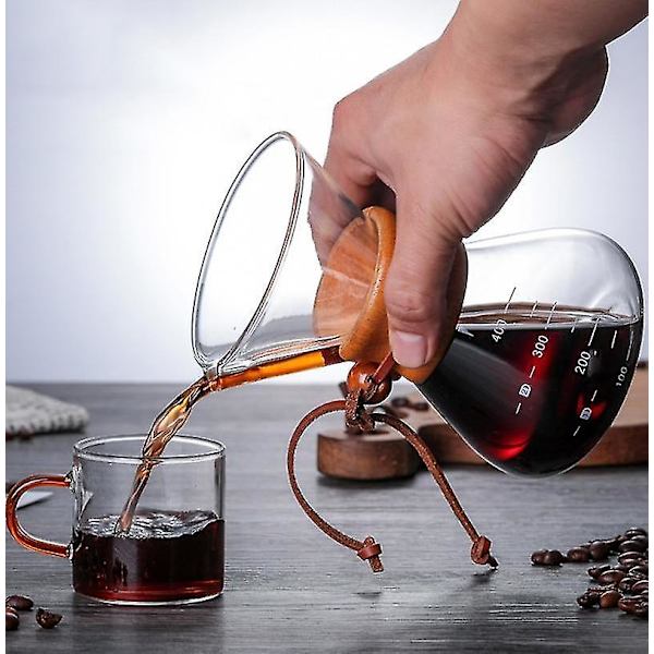 400 ml Häll över Kaffebryggare Återanvändbart Filter Trähylsa