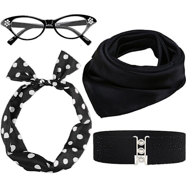 50-talls kostyme skjerf Polka Dot pannebånd ørepynt katteøyne briller skjerf - Snngv Belt kit