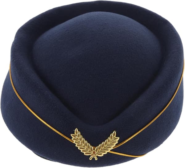 Flyvertinnehatt Flyvertinne Flyhodeplagg Marineblå Ull-lignende Filtytelseshatt Cosplay-tilbehør