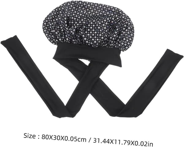 Svart paljett stretchig sömnturbanmössa med brett bandbrätte elastisk hårbonnet