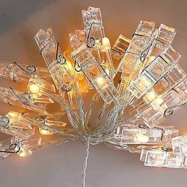 Varme hvite LED-fotolysstreng Bryllupsdekorasjon 20 klips