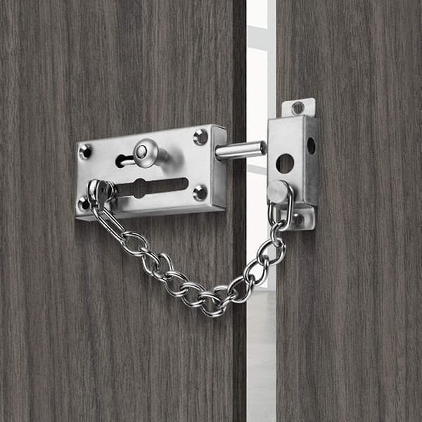 1 Stykke Dørkjede Sikkerhetslås i Rustfritt Stål, Tyverisikker Solid Skyvelås